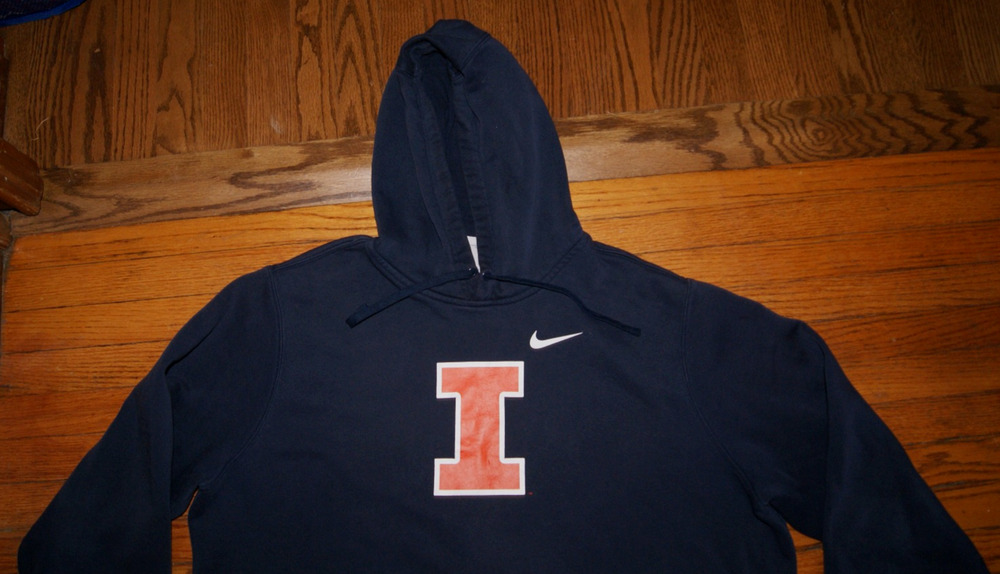 Vintage Y2K ILLINOIS FIGHTING ILLINI "I" Nike Swoosh 2XL Blue Hoodie Sweatshirt